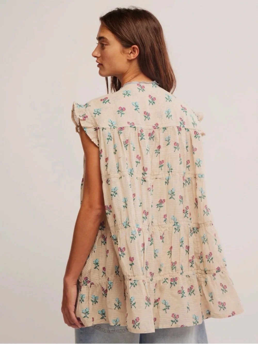 NWT Free People Sundown Ivory Combo Ditsy Floral Tunic Dress‎